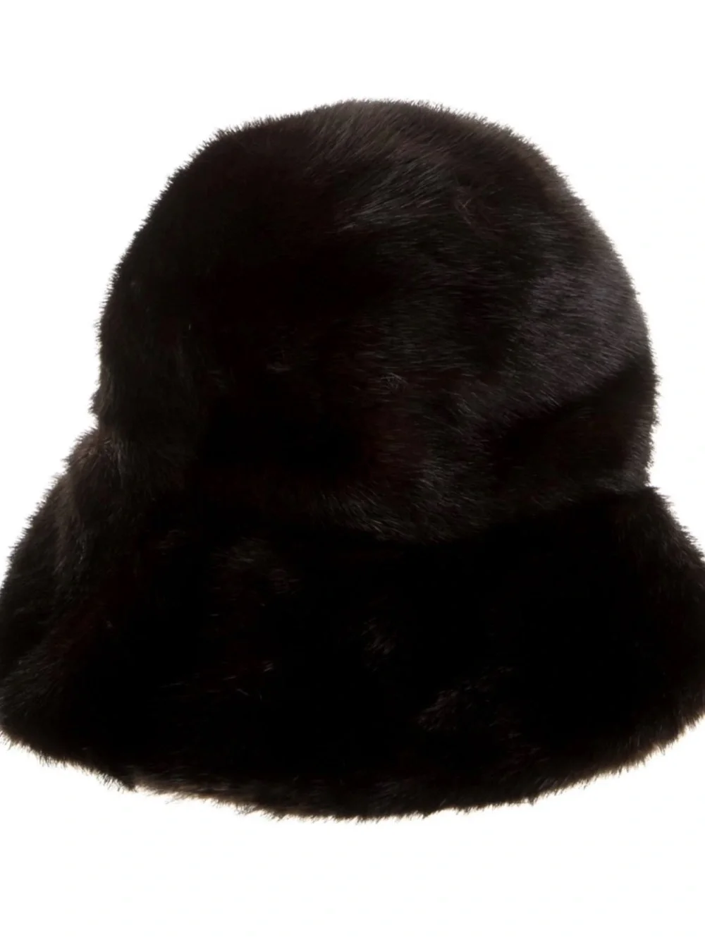 Black Fur Bucket Hat - Women's Winter Accessory One size